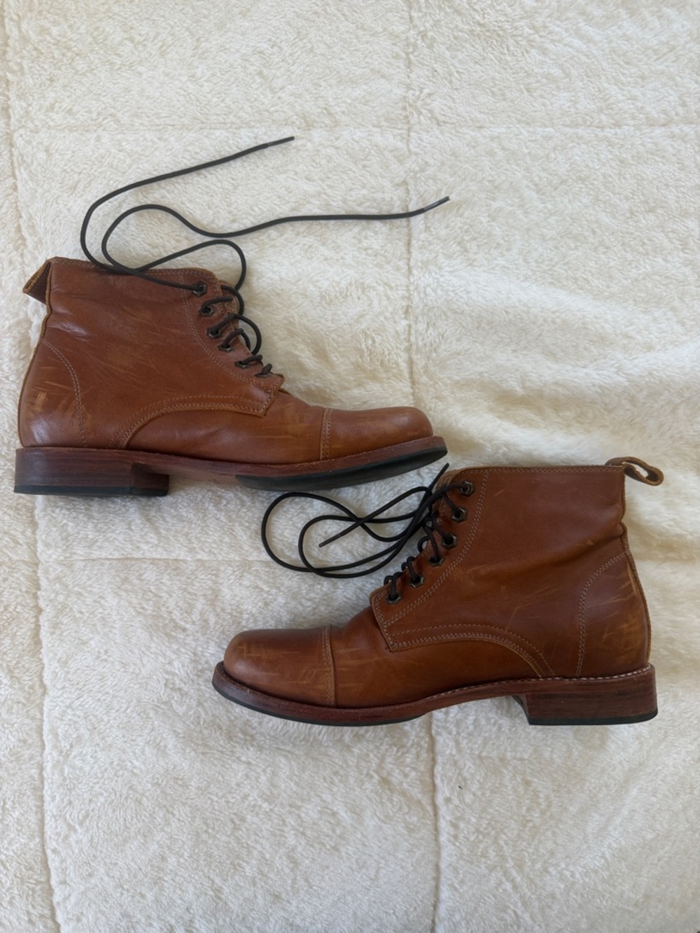 Women's Tan Leather Lace-Up Ankle Boots